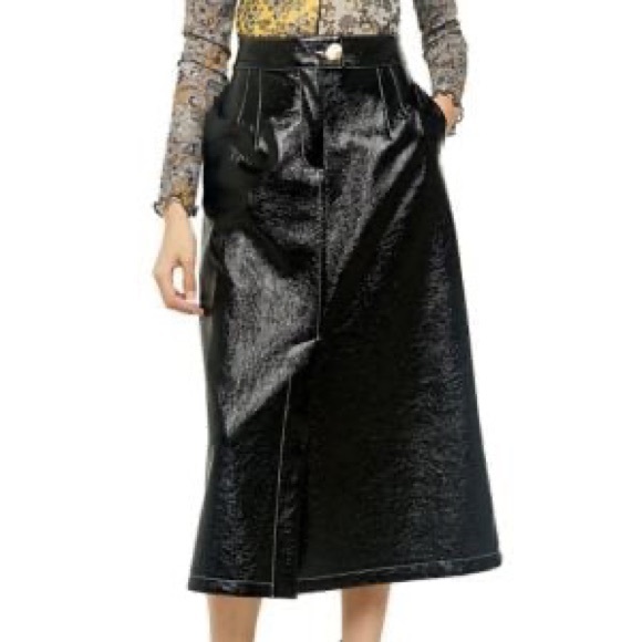 NWT Topshop A-line vinyl midi skirt, size US 2 - Picture 1 of 3